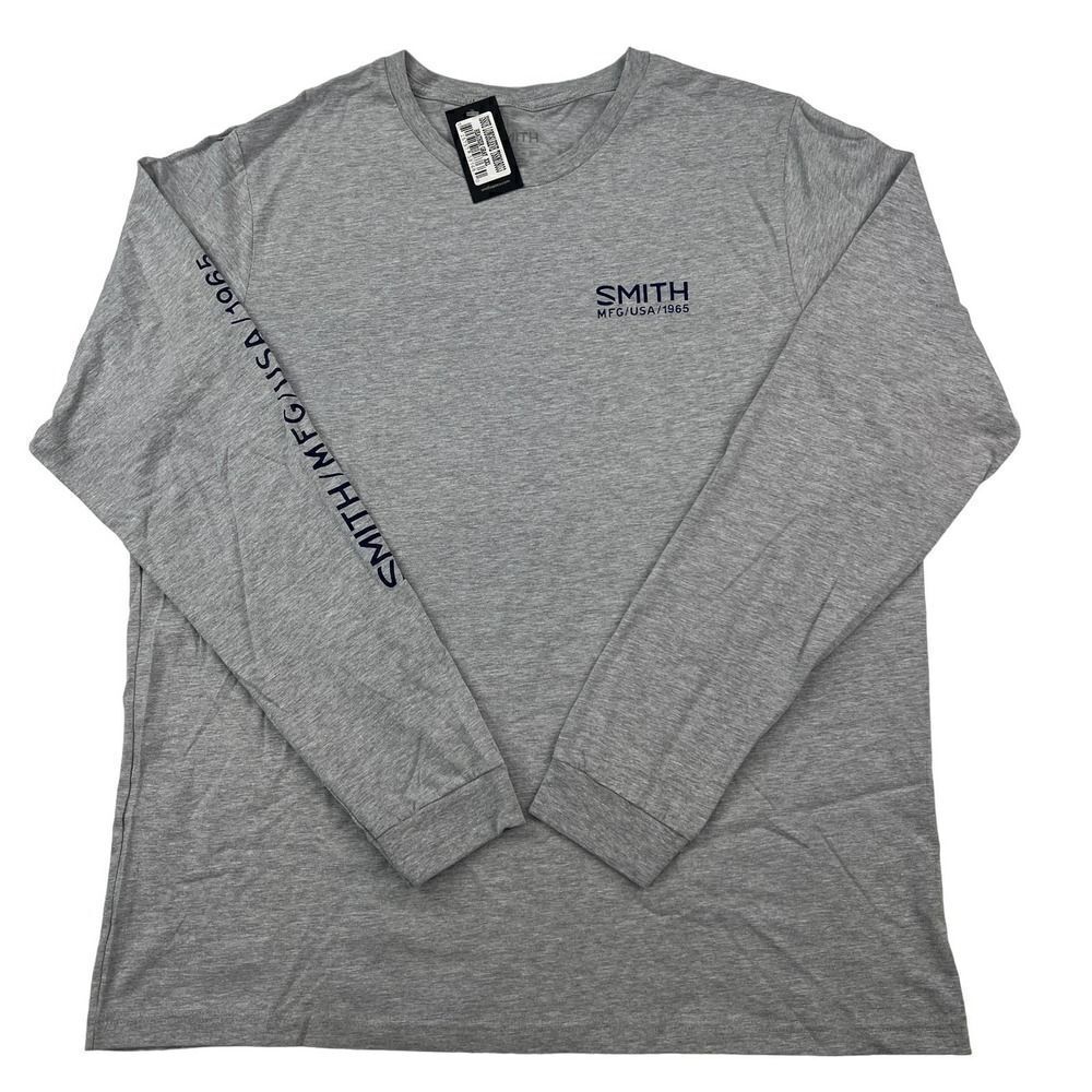 New Smith Men 100% Cotton Gray Long Sleeve T-Shirt Crew Neck Pullover US XXL